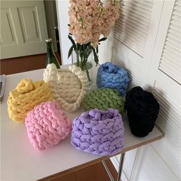 Evening Bags Casual Crochet Women Shoulder Knitted Lady Handbags Handmade Woven Cute Small Tote Bag Trend Female Purses 2023 Winter