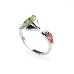 Wedding Rings Genuine Natural Tourmaline Crystal Quartz Adjustable Size Women Fashion Jewelry Ring 5 3mm