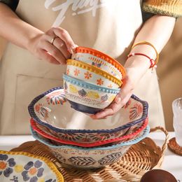Bowls WSHYUFEI Japanese-style Hand Painted Ceramic Lace Bowl Home Creative Soup Household Products Tableware Kitchen Supplies