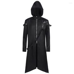 Men's Trench Coats Mens Medieval Steampunk Tailcoat Jacket Gothic Victorian Vintage Black Frock Coat Uniform Party Halloween Cosplay Costume