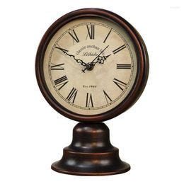 Table Clocks Antique American Country Clock Vintage Metal European Retro Nostalgic Desk Watch Room Decoration