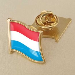 Luxembourg Flag Crystal Drop Rubber Badge Brooch Flag Brooch of the World