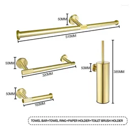 Bath Accessory Set Stainless Steel Hardware Suit Toilet Towel Bar Paper Holder Brushed Gold Bathroom Accessories