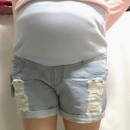 Maternity Bottoms 2023 Casual Hole Summer Shorts Pregnancy Denim Short Belly Jeans Capris Pants For Pregnant Women