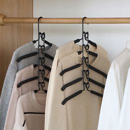 Hangers Racks Space-Saving Wardrobe Hanger Multi-layer Clothes Storage Organiser Coat Foldable Support Hanging Metal Rack Sweater Hook 230211