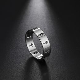 12Pcs Stainless Steel Couple Rings Women Men Hollow Cross Personality Punk Finger Ring Engagement Wedding Party Jewelry Gift