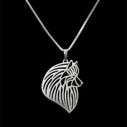 Pendant Necklaces Unique Romantic Gold Silver Colour Keeshond Head Necklace Women Friend Choker