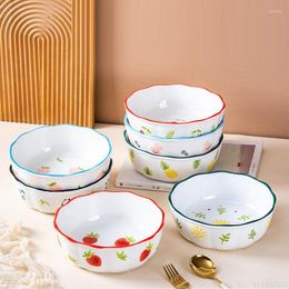 Bowls Ceramic Hand Painted Fruit Pattern Rice Bowl With Lid Microwaveable Household Kitchen Supplies Salad Dinner Plate Soupbowl