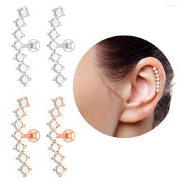 Stud Earrings 1Pair Stainless Steel Zircon Earring Tragus Piercing Ear Bone Bar Body Jewellery