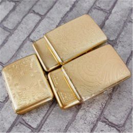 Gold wire drawing 16 sets of portable metal cigarette case compression high end stainless steel box flip