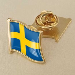 Swedish Flag Crystal Drop Rubber Badge Brooch Flag Brooch of the World