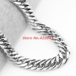 Chains 14mm 7-40" Mens Chain Boys Cuban Curb Link Silver Color 316L Stainless Steel Necklace High Quality Xmas GiftChains