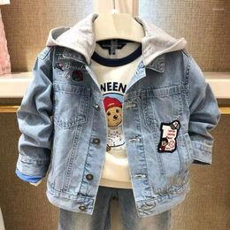 Jackets Spring Autumn Kids Denim For Boys Baby Hooded Coats Fashion Child Outwear Ripped Jeans 4 6 8 Year