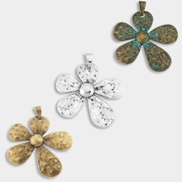 Pendant Necklaces Tibetan Silver Verdigris Patina Large Hammered Sun Flower Charms For Necklace DIY Jewelry Making Findings 66 71mmPendant