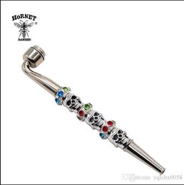 New color enamel Beaded three skeleton metal pipe with cap easy to clean and carry