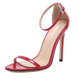 Sandals Classics Sexy Women Red Wedding Shoes Peep Toe Stiletto High Heels Woman Black Nude Big Size 43