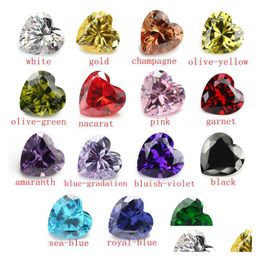 Loose Diamonds Wholesale Fashion 30 Pcs/ Bag 10X10 Mm Mix Color Heart Faceted Cut Shape 5A Cubic Zirconia Beads For Jewelry Diy Dhmnk