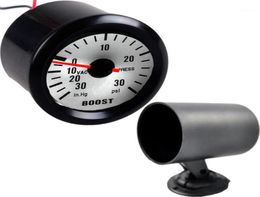 Universal 2quot 52mm Black Shell Car PSI Turbo Gauge Blue LED Pressure Clock Auto Metre Holder1 Boost Gauges8010201