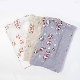 Scarves 2023 Fashion Bird Print Shawls Wrap Snowflake Christmas Scarf Hijab Muffler 3 Colour Wholesale