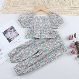 Clothing Sets pcsset Children Floral TShirt Pants for Casual Style Big Girls Clothes Summer Kids Tracksuit Girl Outfits