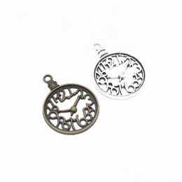 Charms 120 Pcs Antique Bronze Sier Clock Watch Charm Zinc Alloy Handmade Pendants Jewelry Findingsy 40X30Mm Drop Deli Dhfsr