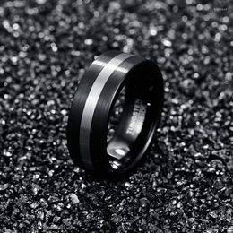 Wedding Rings JQUEEN 8mm Width Tungsten Carbide Ring Black Silver Colour Surface Brushed Men's Steel Good Quality