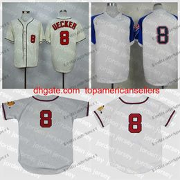 Custom Baseball Jerseys Mens #8 Bob Uecker Vintage 1962 Male White Grey Stitched Jersey Beige
