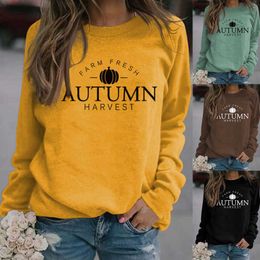 Herbst und Winter Pullover Frauen Langarm T-Shirt Brief Rundhals Mode lose Tops