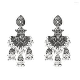 Dangle Earrings Vintage Metal Jhumka Drop For Women Female Oxidised Silver Colour Bells Tassel Earring Gypsy Tribal Party Jewellery