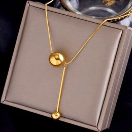 S03424 Fashion Jewelry Round Ball Pendant Titanium Stainless Steel Necklace For Women Choker Chain Necklaces