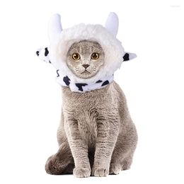 Cat Costumes Funny Halloween Cute Costume Warm Milk Cow Hat For Adjustable Soft Small Pet Headwear Puppy Dog