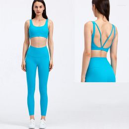 Active Sets ABS LOLI Comfy Yoga Sport Suit Sports Bra Set 2 Piece Tracksuit For Women High Waist Gym Legging Padded Crop Top Workout Clothes