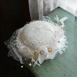 Berets Elegant Wedding Hats And Fascinators Woman For Brides Flowers Ladies Headdress Women's Bonnet Caps