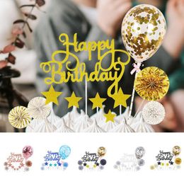 Festive Supplies Other & Party Birthday Cake Topper Set 1 Happy Decoration Multicolour Cupcake With Confetti Balloon For Birthda