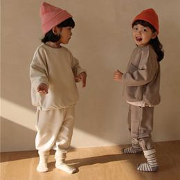 Sets pcs Children's Clothing Set For Girls Boys Solid Korean Style Novelty Autumn Loose Long Sleeve SweatshirtsPants Kids Tracksuit