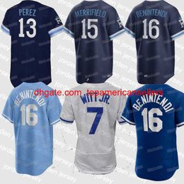 Custom Baseball Jerseys 7 Bobby Witt Jr. Salvador Perez 2022 City Connect Jersey Whit Merrifield Nicky Lopez Andrew Benintendi C