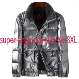 Men's Down Arrival Suepr Large Winter Men Fashionable Casual Stand Collar Bright Face Jacket Thick Loose Coat Plus Size XL-7XL 8XL