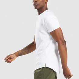 Men's T Shirts Summer 2023 Men's Muscle Exercise Short Sleeve Cotton Round Collar Solid Colour T-Shirt Casual Slim Fit Clothing Mens