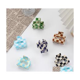 Hair Pins 5Cm Acetic Acid Chequered Black White Colours Plaid Claw Clips For Girls Hairpins Women Bobby Pin Accessories Headwear Come Dhpl0