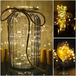 Wine Bottle Strings Lights Cork 20 LED Battery Operated Fairy String Lights Mini Copper Wire Bottle Lights DIY Partys Decor Christmas Valentine's Day USALIGHT