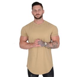 Men's Polos Gym Tshirt Men Short sleeve Cotton Casual blank Slim t shirt Male Fitness Bodybuilding Workout Tee Tops Summer clothing 230211
