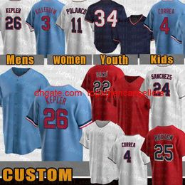 Custom Baseball Jerseys 26 Max Kepler Jersey Gary Sanchez Miguel Sano Carlos Correa Harmon Killebrew Nick Gordo