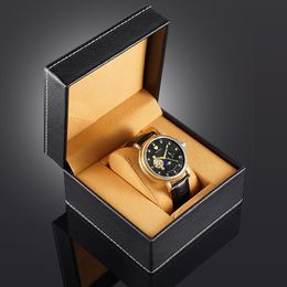 Watch Boxes Cases Black Leather Watch Display Box Jewellery Storage Organiser Case Decoration Gift Man Watch Container Box Wholesale Tag 230211