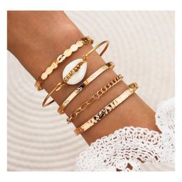 Bangle Open Bracelet Set For Women Jewelry Accessories 5 Pcs/Set Party Bohemian Arrow Shell Bracelets Sets Drop Delivery Dhjio