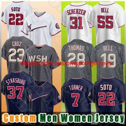 stitch 23 Nelson Cruz 15 Riley Adams Baseball Jerseys Lane Thomas Josh Bell Keibert Ruiz Stephen Strasburg Carter Kieboom Cesar Hernandez Dee Strange-