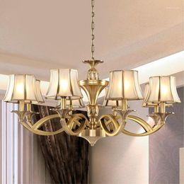 Chandeliers AC90-260V 8 Arms Luxury Brass Candle Copper Material