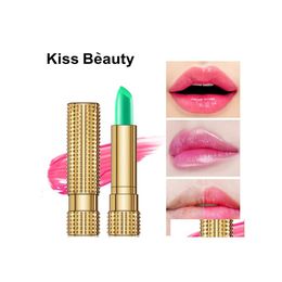 Lipstick Kiss Beauty Natural Aloe Vera Temperature Colour Changing Long Lasting Moisturising Pink 12Pcs Drop Delivery Health Makeup Li Dhs4T