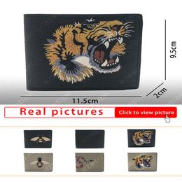 New short wallet Bee Tiger coral snake print high-quality artificial coated canvas black gray print short wallet D451273260n