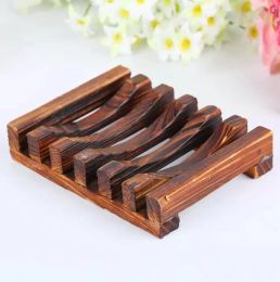 Natural Wooden Bamboo Soap Dish Tray Holder Storage Soap Rack Plate Box Container for Bath Shower Plate Bathroom FY4366 0213