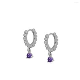 Dangle Earrings 2023 Trendy Women's Piercing Hoop Purple Black White Crystal Drop Simple Vintage Attractive Female Jewellery